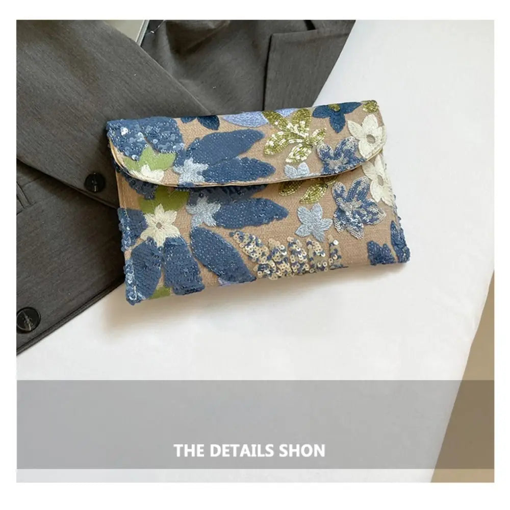 Stylish Sequin Evening Clutch Bags Beaded Exquisite Floral Embroidery Bags Glitter Elegant Party Purses Night Out