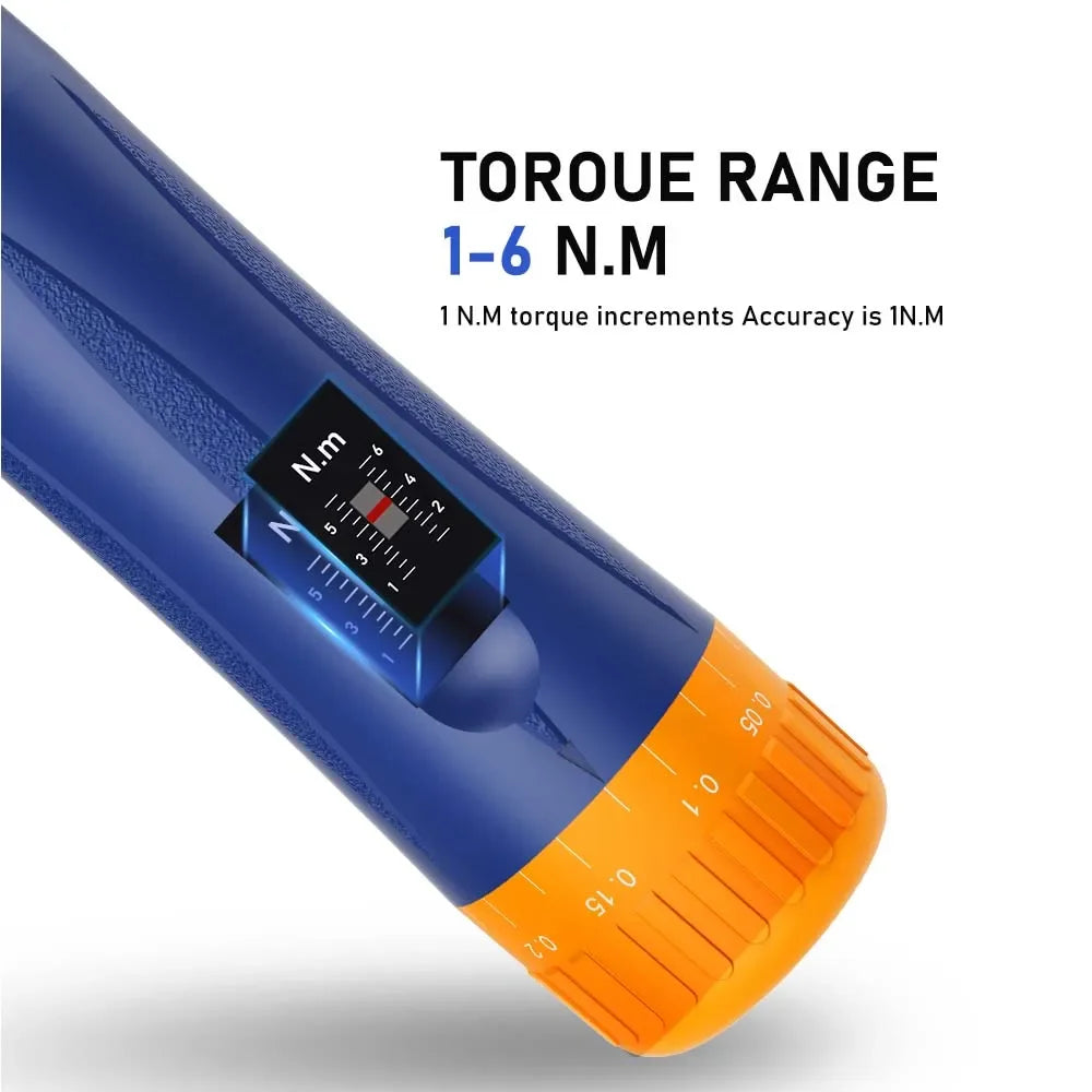 Preset Torque Screwdriver 1-6 Nm 1/4'' Drive Precision Adjustable Torque Wrench Set for Maintenance Tool Bike Repairing Mounting