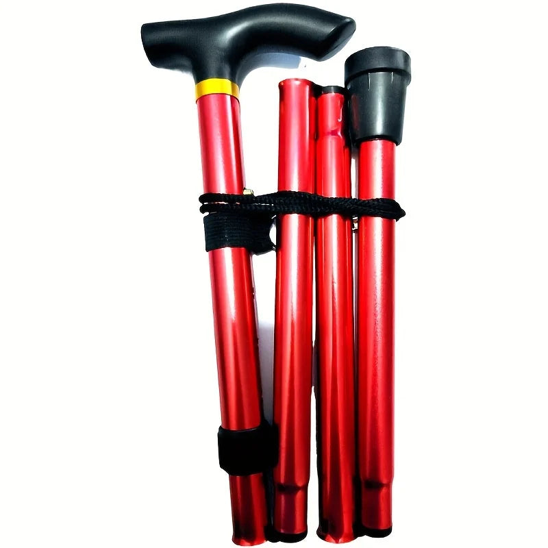 Lightweight & Adjustable Trekking Pole - Foldable Walking Stick/Cane With Rubber Handle for Men & Women