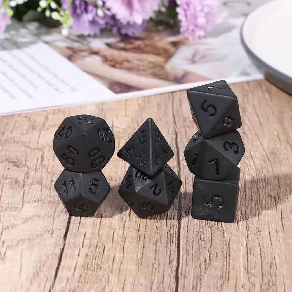 7Pcs/Set Polyhedral Black Dice Set Game Dice For TRPG DND Accessories Polyhedral Dice For Board Card Game Math Games