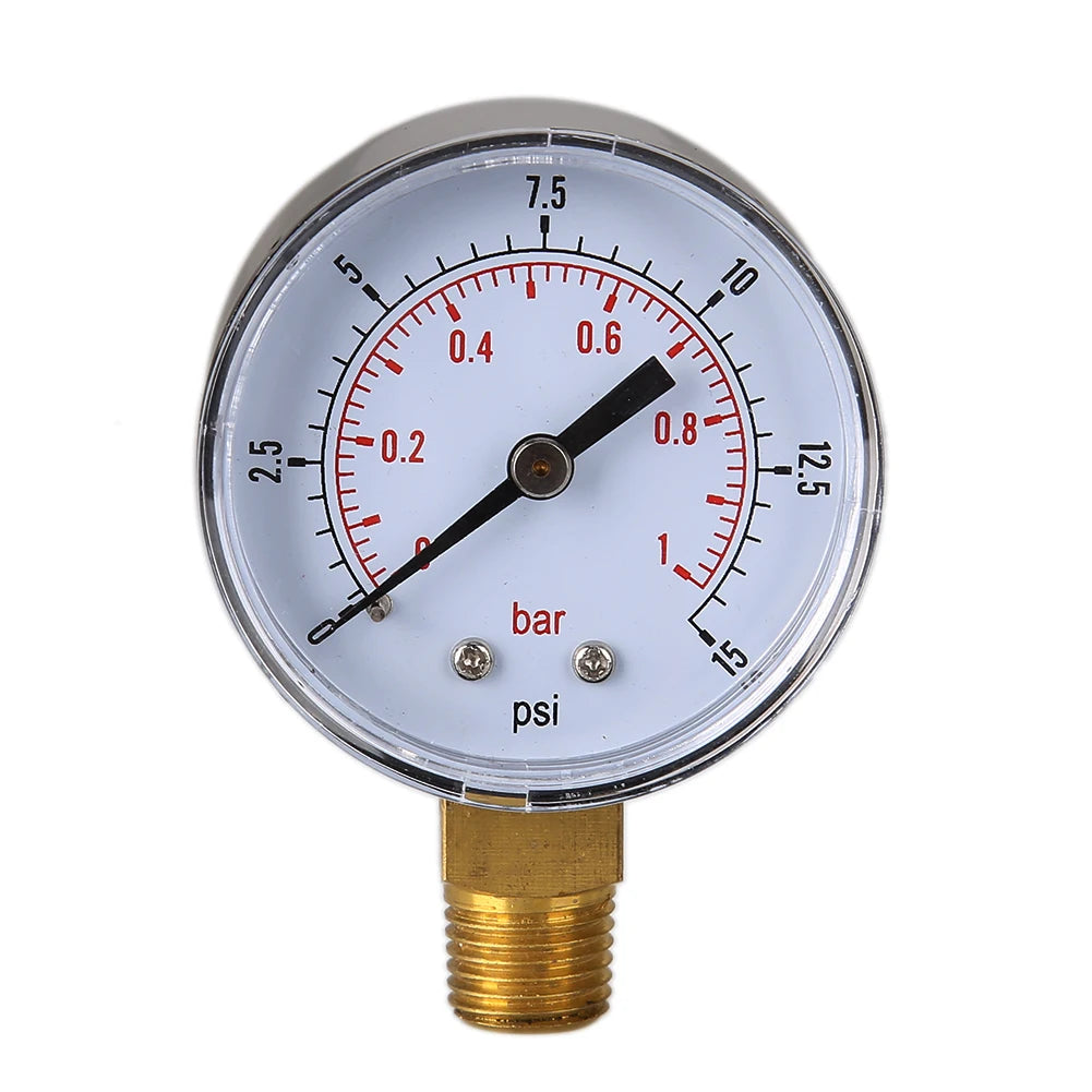 Low Pressure Gauge for Fuel Air Hydraulic 50mm 0/15 PSI 0/1 Bar 1/4 BSPT Dial Manometer Household Water Oil Gas Pressure Tester