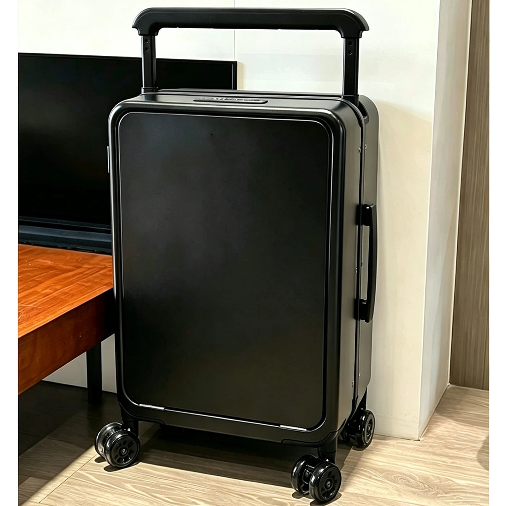 Front Opening Laptop Pocket Rolling Luggage Wide Handle Travel Suitcase 20inch Boarding Carry-On Aluminum Frame Trolley Case Bag