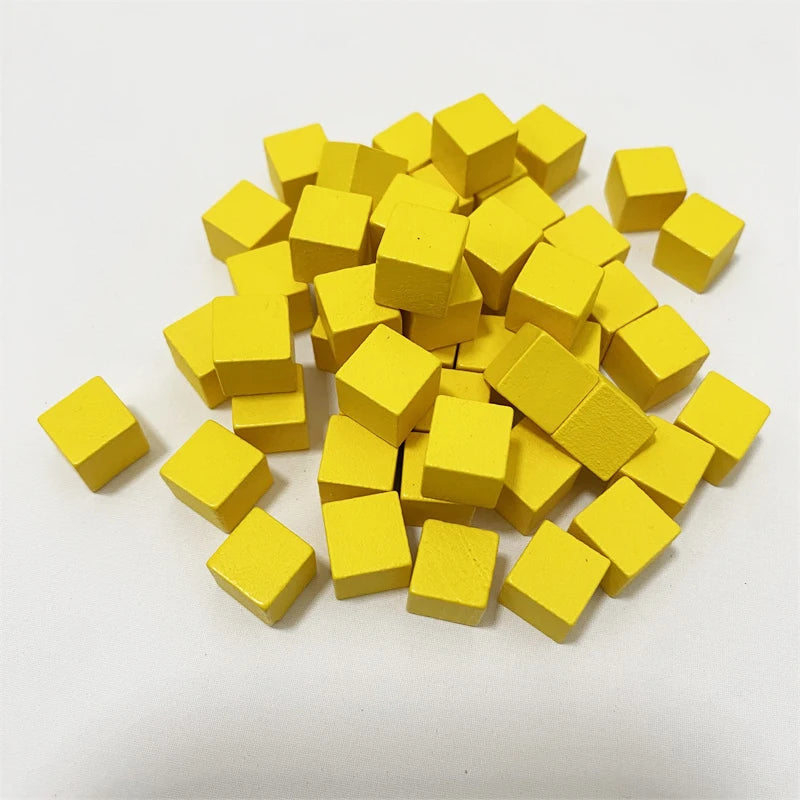 100Pcs/lots 10mm Wood Cubes Colorful Dice Chess Pieces Right Angle For Token Puzzle Board Games Early Education