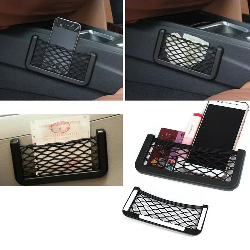 Universal Car Seat Black Storage Net Pocket Best-selling Self-adhesive Cars Paste Storages Nets Auto Accessories 8x20cm