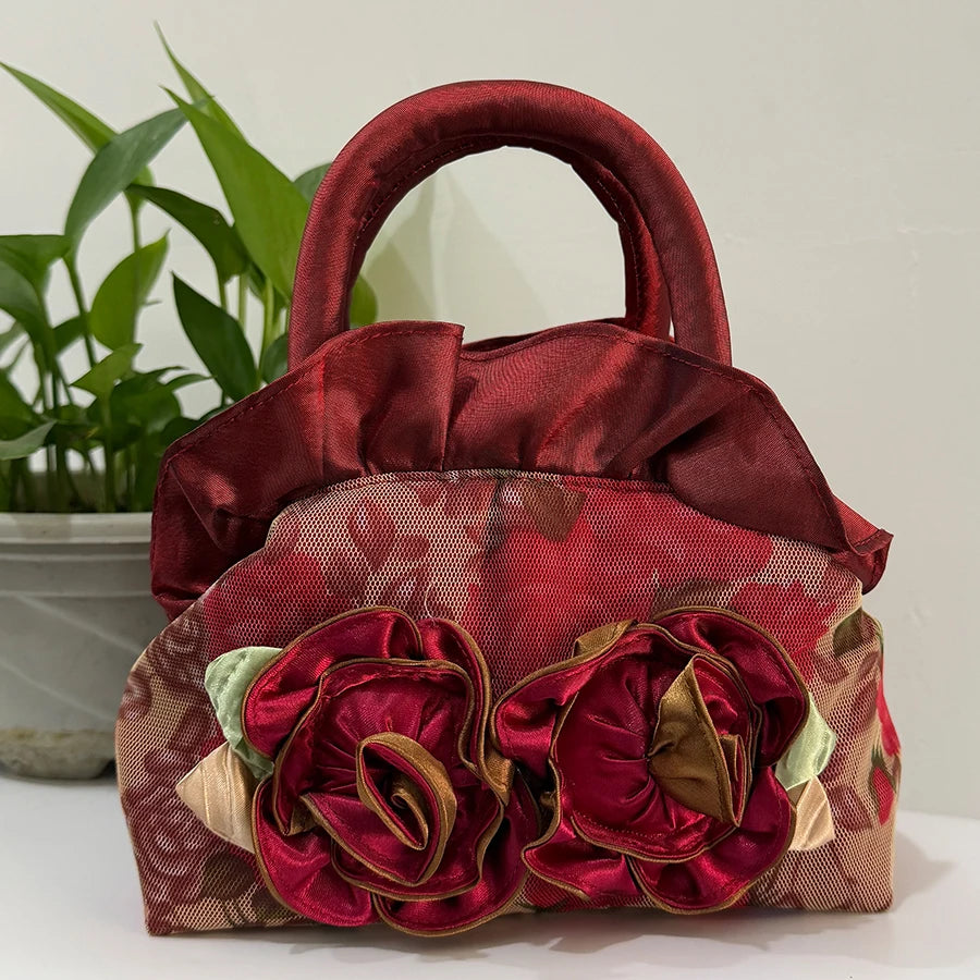 New style ladies handbag - Mom key trendy Korean version women's bag with fabric lace design, plain color zipper bag