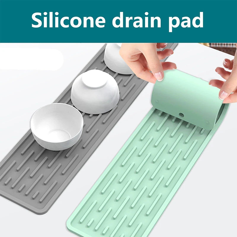 1PCS Silicone Drip Protection Pads,Household Non-Slip Drainage Mat for Kitchen Countertop,Durable Easy Clean Drying Dish Cup Mat