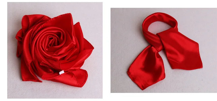 Four seasons new Solid Color Women Silk Scarf Fashion Airline stewardess Occupation 60X60cm small Kerchief Party Gift F1044