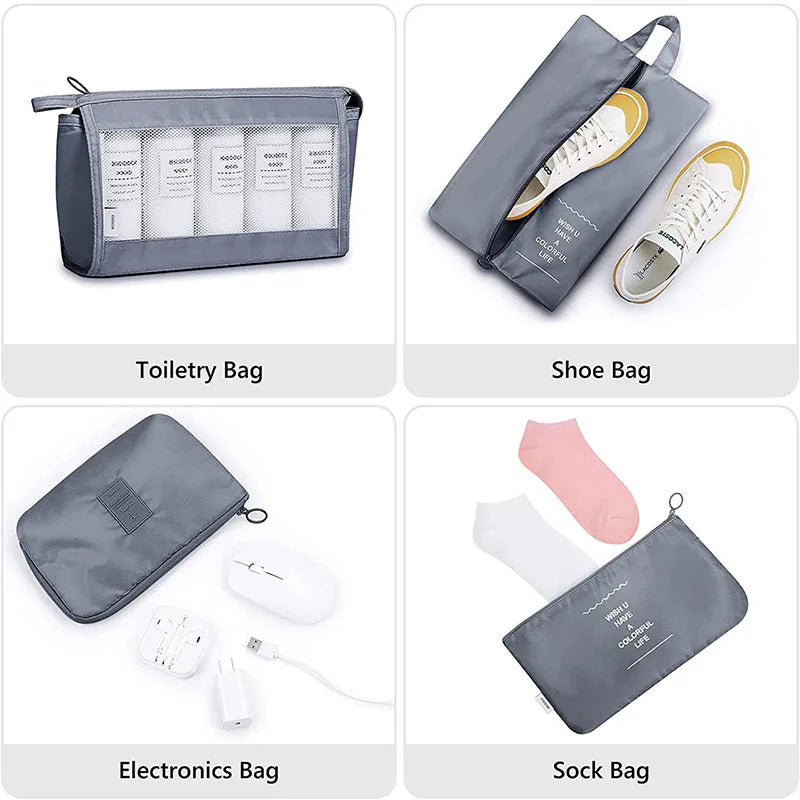 9Pcs/set High Quality Luggage Storage Bags For Packing Cube Clothes Underwear Cosmetic Bag Travel Suitcase Organizer Bag Pouch