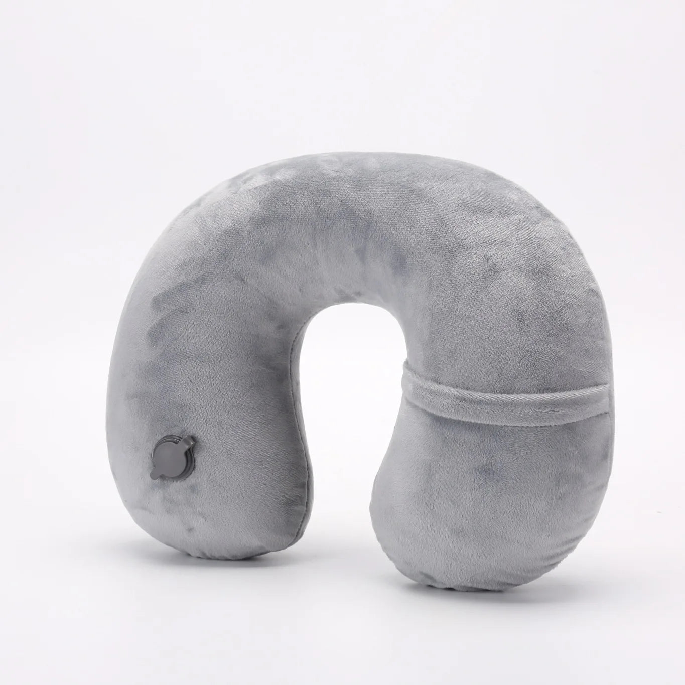 Flocking Plush Fabric Cover Inflatable Pillow Outdoor Travel Cushion U-Shaped Pillow Neck Pillow Travel Accessories Nap Pillow