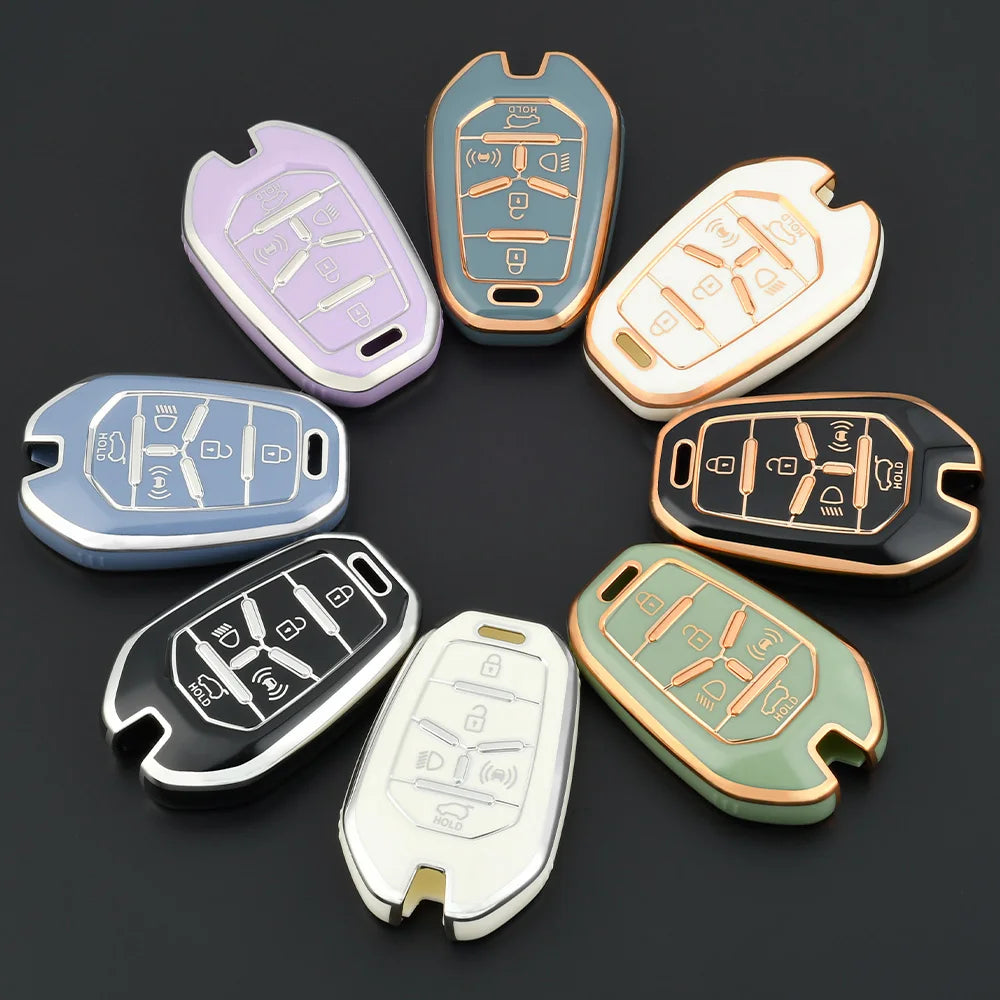 New Car Remote Key Case Cover Protector For Ssangyong Rexton Y400 Y450 G4 2021 2022 Holder TPU Shell Fob Accessories 5 Buttons