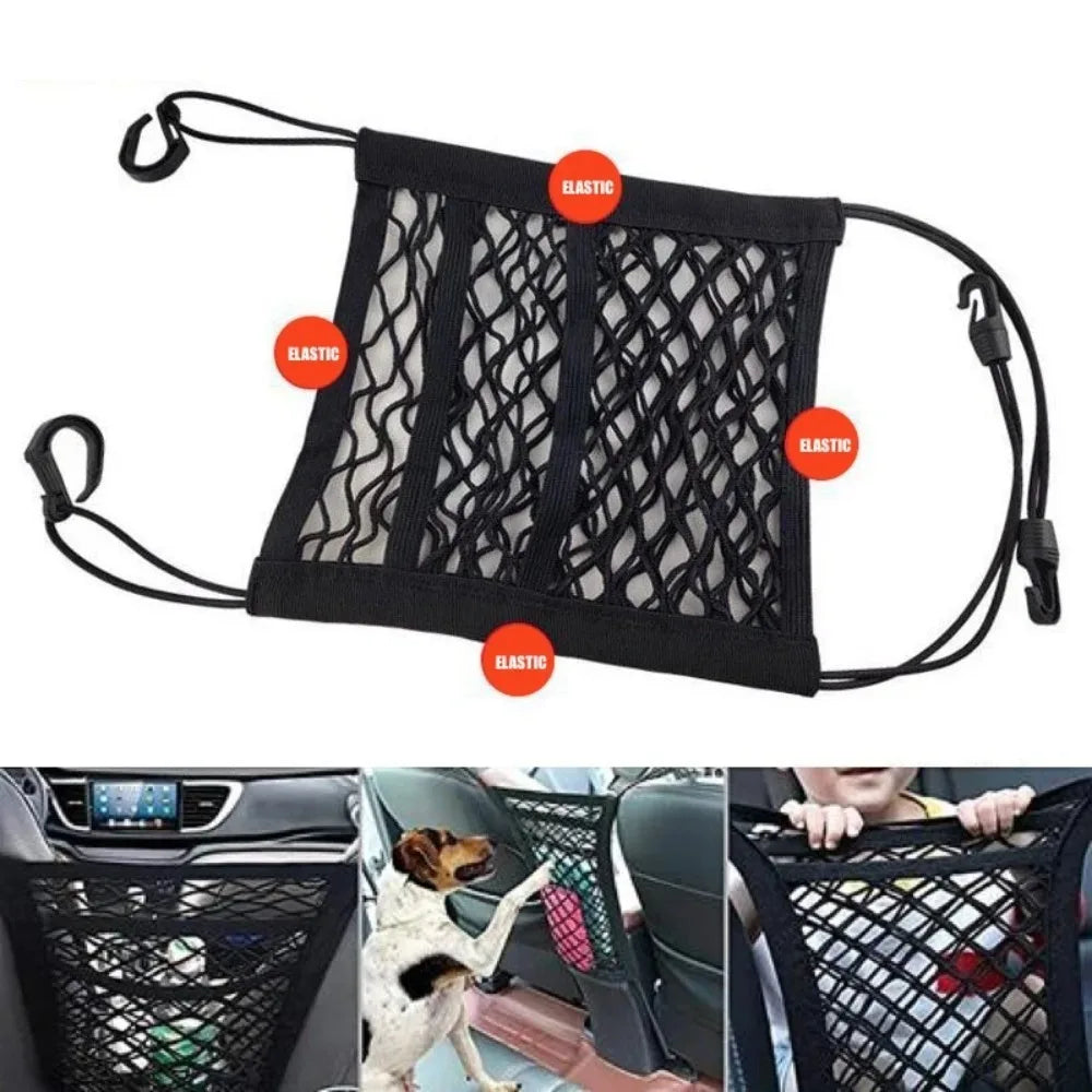 Car Seat Middle Storage Net Pocket Car Screen Elastic Children's Isolation Net Storage Net Seat Back Storage Bag