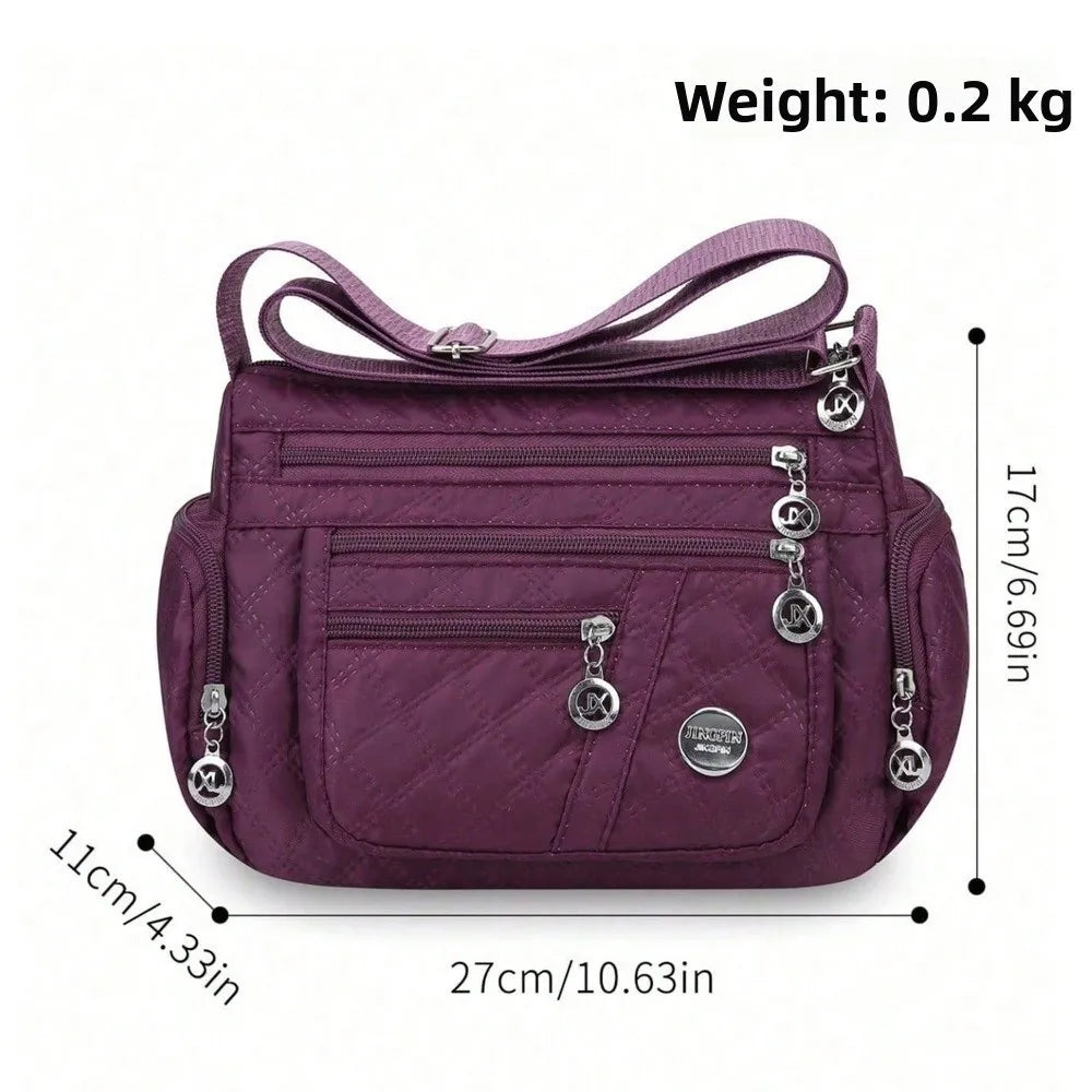 Square Shape Crossbody Bag Oxford Zipper Closure Shoulder Bag Multi-layer Large Capacity Middle-aged Mother's Bag Daily Use