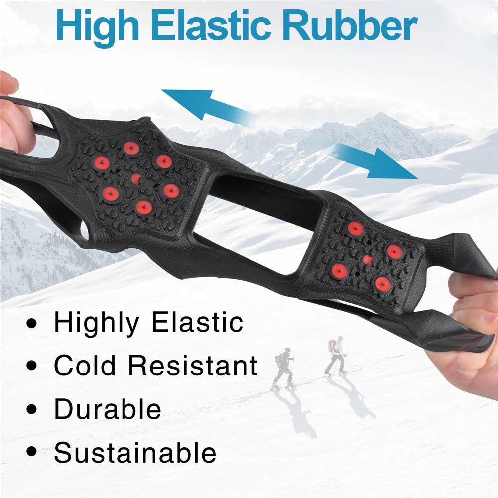 Ice Cleats for Shoes and Boots Tungsten steel 10 Studs Big size Anti Slip crampons for hiking boots snow shoes for women/men
