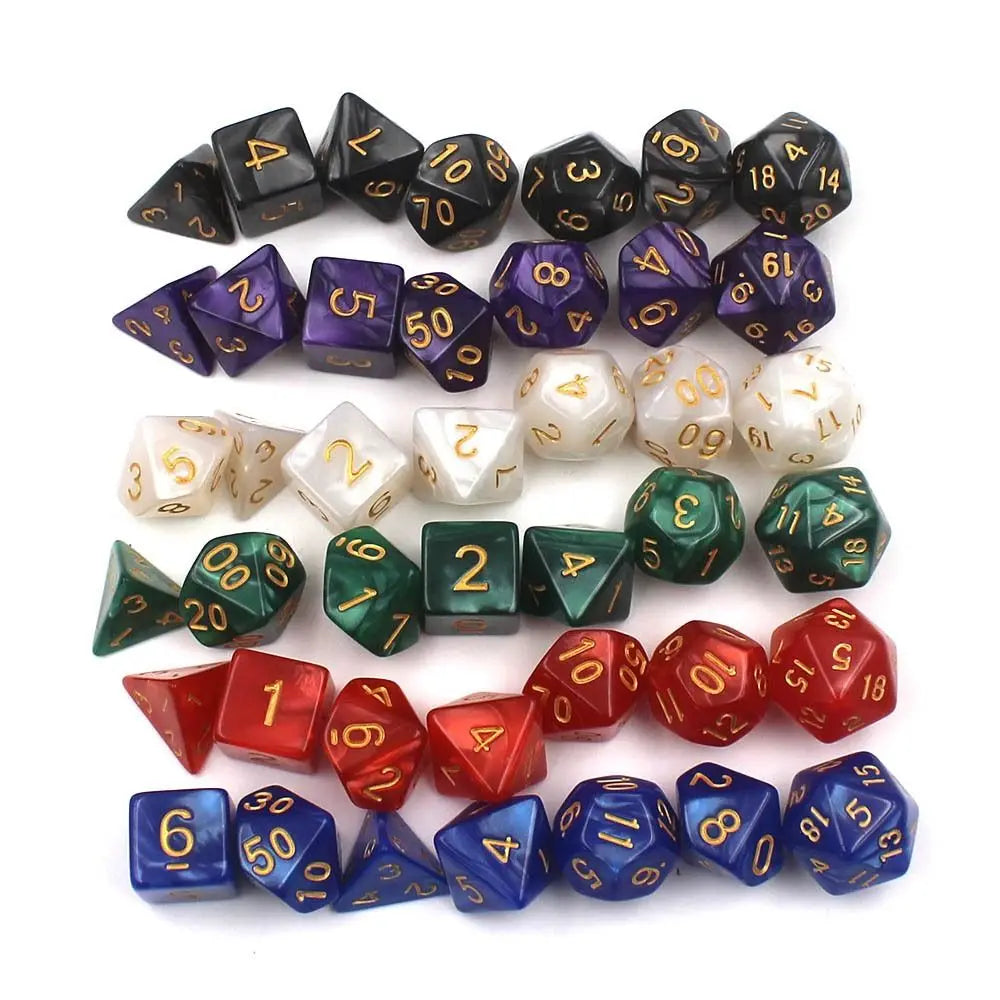 7Pcs/set Acrylic Double-Colors Digital Dice Set Table Game Opaque Polyhedral Dices for DND Dice Tabletop Role-Playing Game Dice