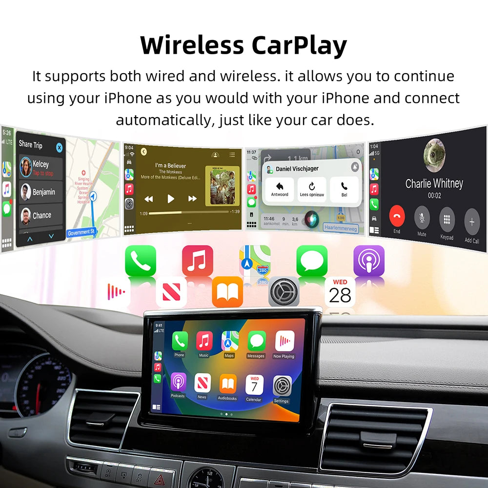 ANYFAR Wireless CarPlay Android Auto Interface for Audi A8 2012-2015 MMI 3G with AirPlay Mirror Link Car Play Functions
