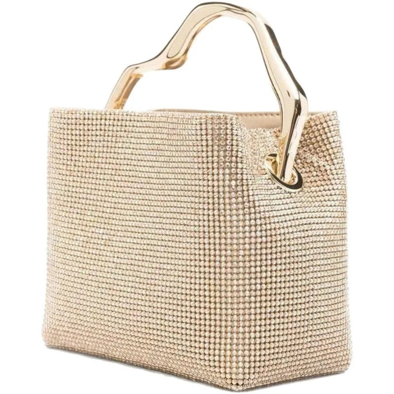 Luxury Shiny Square Rhinestone Evening Handbag Delicate Studded Diamond Tote Bag Wedding Party Purse Evening Clutch Bag