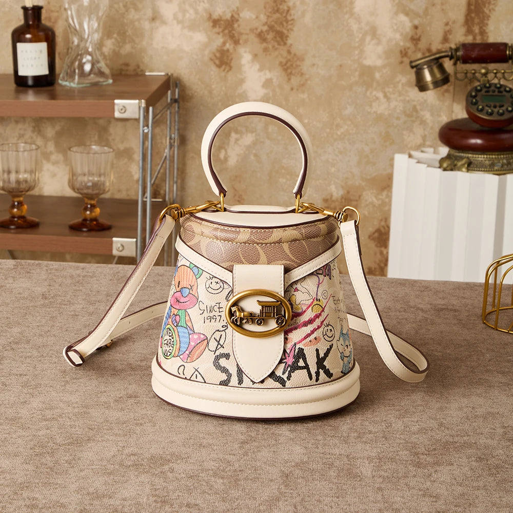 Women's Handbag 2026 New Four Seasons Fashion Round Bucket Bag, a must-have for women's daily life, crossbody shoulder bag for c