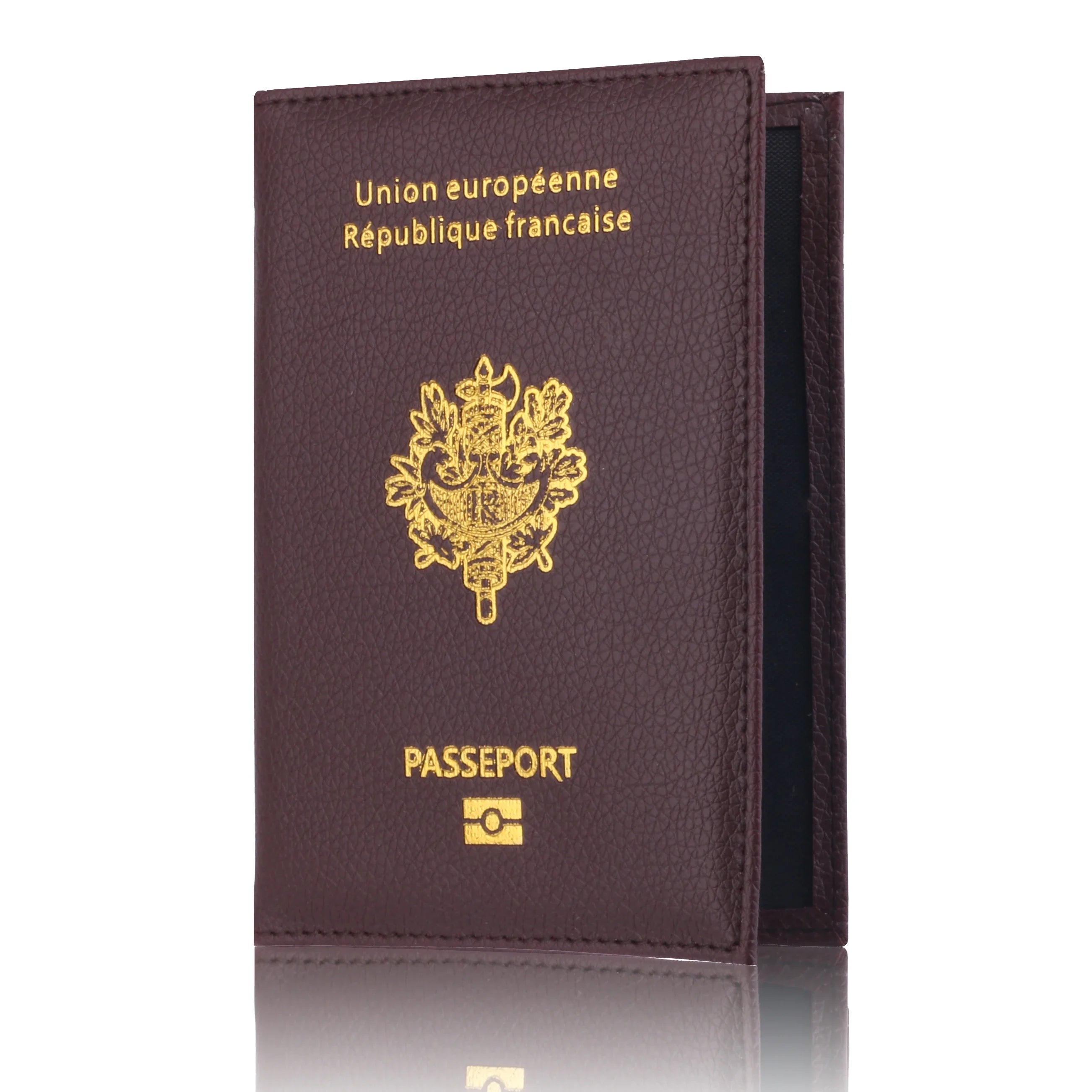 High Quality Pu Passport Protective Cover Bank Card Holder Travel Document Fashion Men and Women French Passport Cover Wallet