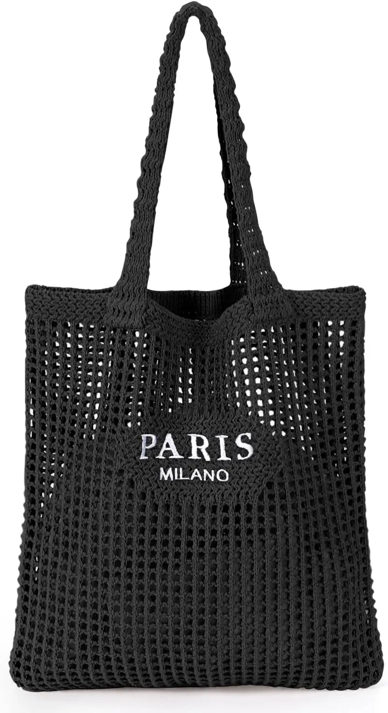 Crochet Tote Bag for Women, Crochet Mesh Beach Tote Bag Summer Vacation Aesthetic Boho Knit Bag for Women