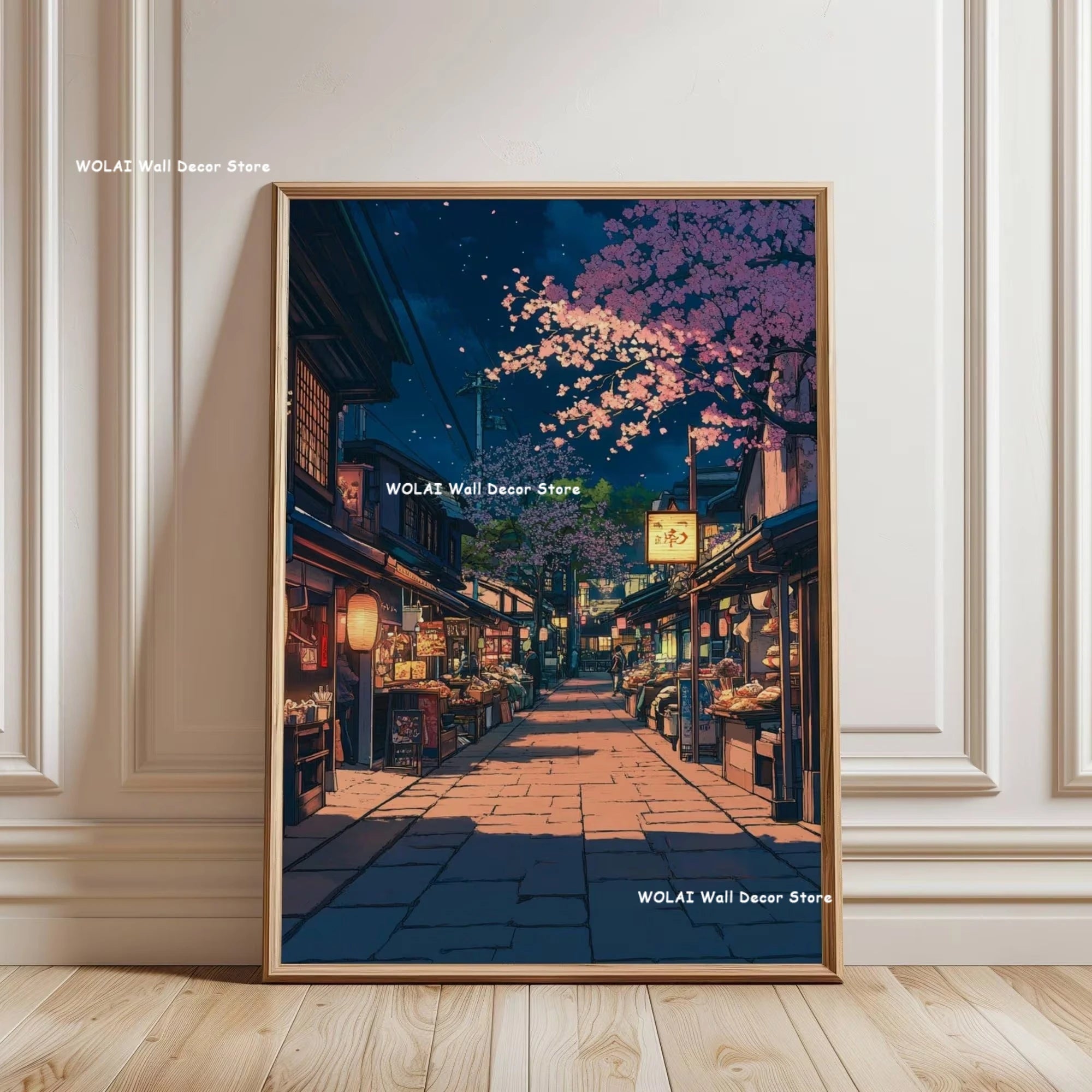 Anime Cafe Shop and Bicycle Canvas Poster Ghibli Work Anime Style Street Cafe Scene Wall Art Printing for Living Room Home Decor