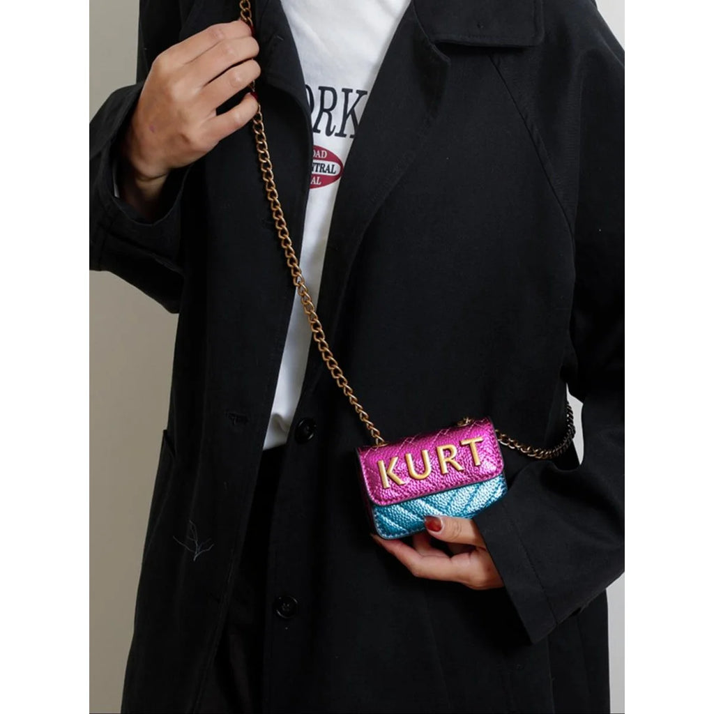 Mini Magnetic Crossbody Bag, Letter Flap & Chain Strap, Zipper Closure, Multi-Color for Daily & Office.