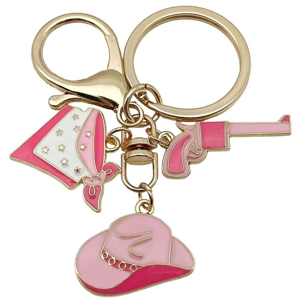 5pcs Boots Cowboy Hat Horseshoe Western Cowboy Alloy Pendant Keychain, Best Gift Choice
