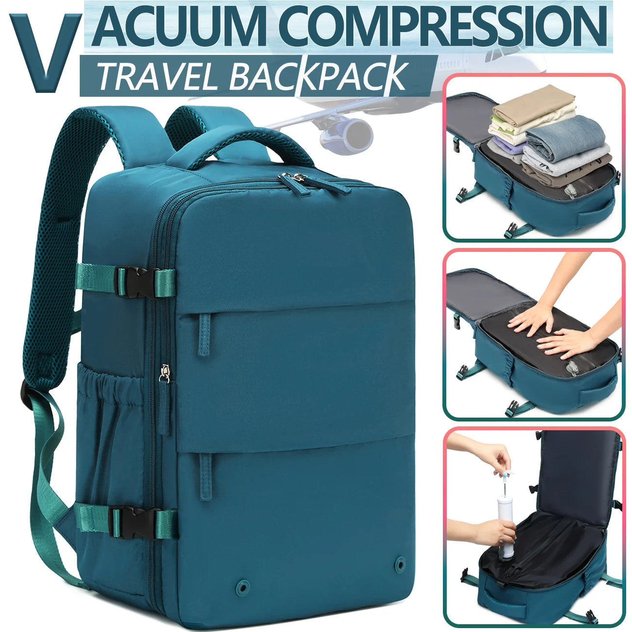 Vacuum Compression Backpack, Airline-Approved Carry-On Size, Tote Bag/Laptop Backpack, Unisex Design