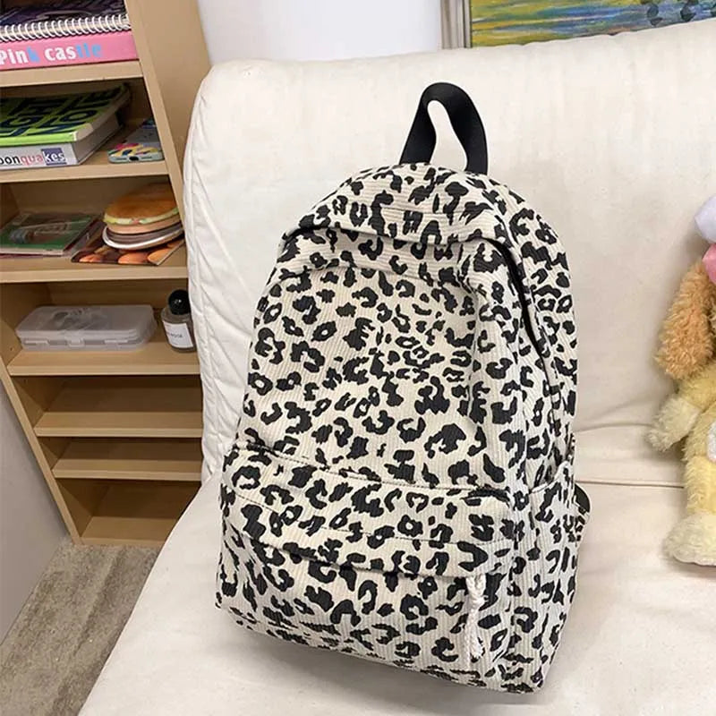 Casual Commuter Travel Leopard Print Women's Backpacks Large Capaci Lightweight School Bag Leisure College Student Backpack