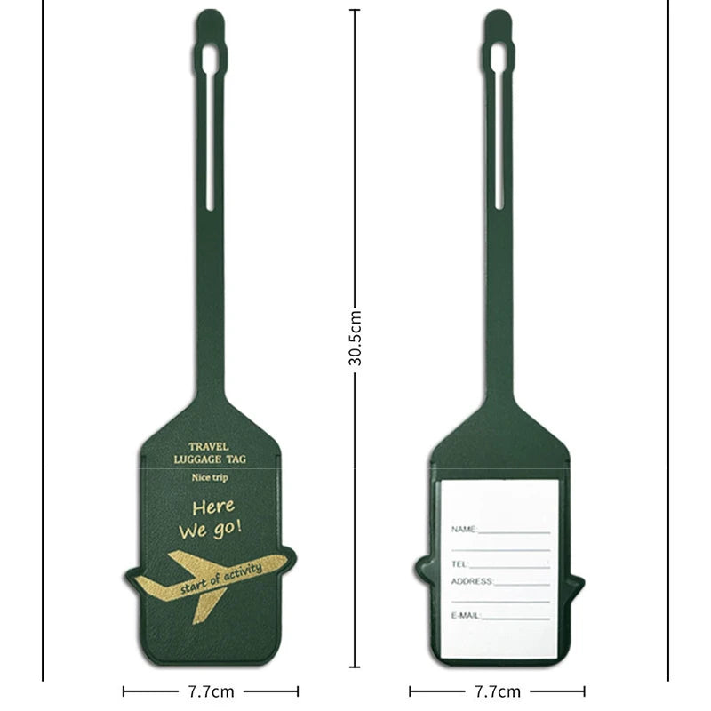 Hot Stamping Airplane Luggage Tag - PU Leather Travel Baggage Identifier with Contact Info Card
