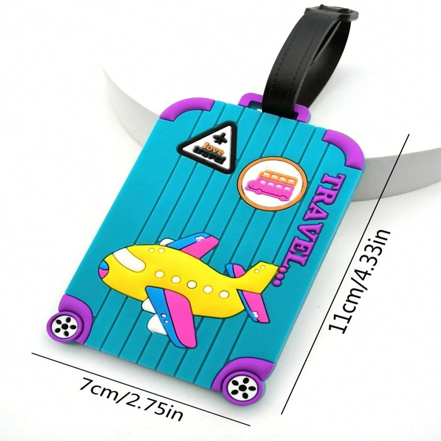 Soft PVC Luggage Tags Plane Pattern Cute Luggage Tag Creative Suitcase Tag Cartoon Boarding Passes Airplane Travel Accessories