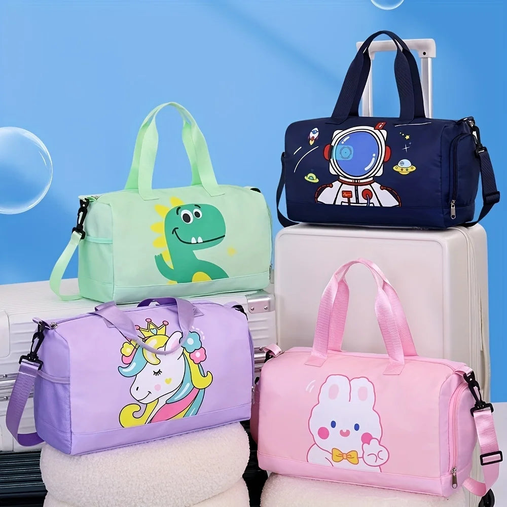 Kids Duffle Bag with Wet Pocket & Shoe Compartment Sports Duffel Overnight Weekender Carry on Bag for Girls Boys Travel Swimming