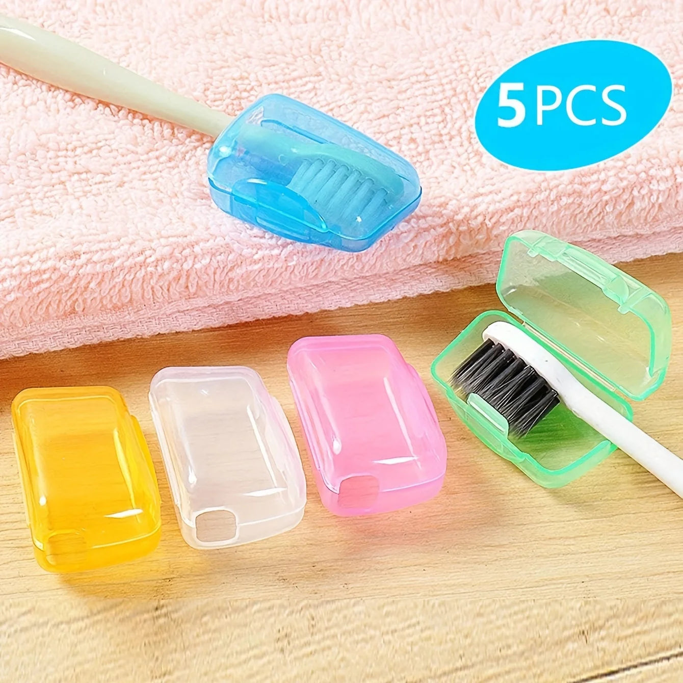 5-Piece lightweight portable toothbrush case, practical travel toothbrush storage case