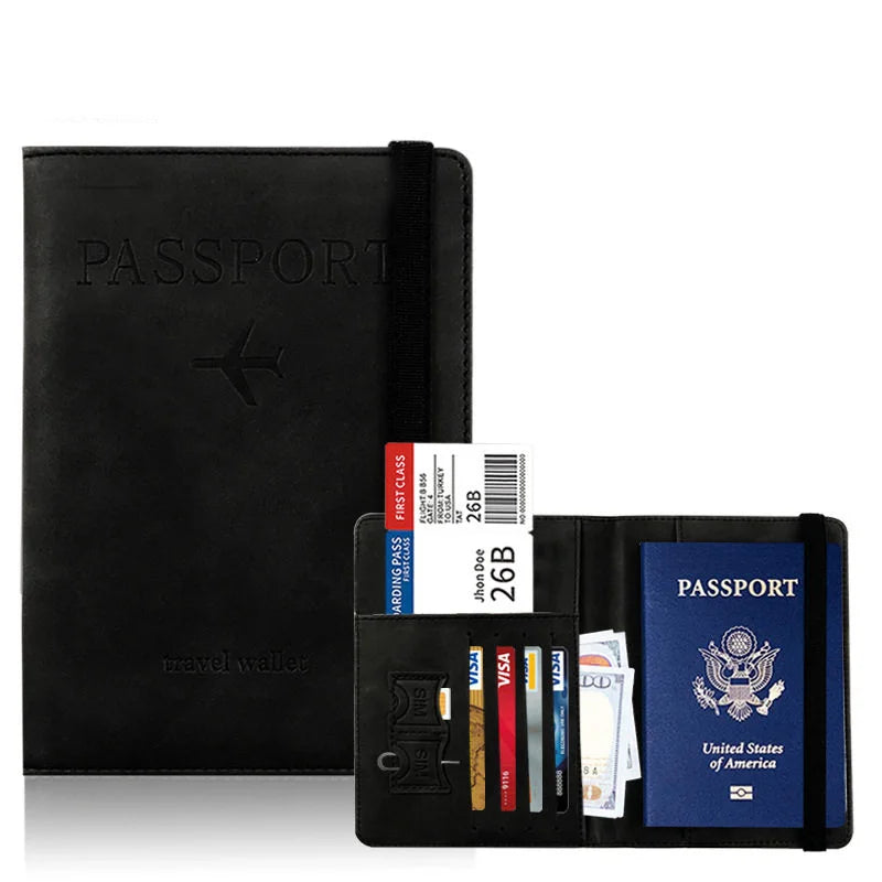 6-color Vintage PU Passport Holder with Multi Slots & Elastic Band, Multi-use Travel Wallet for Passport, Cards & Air Tickets