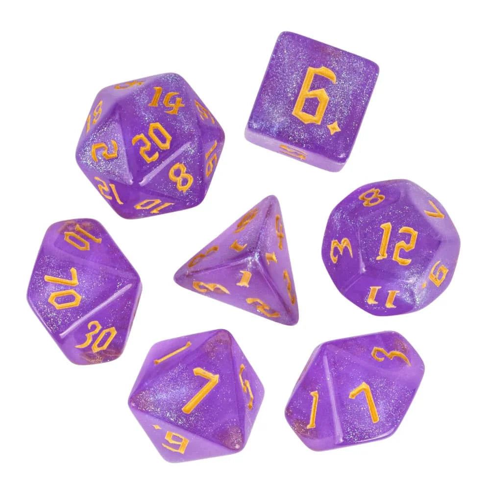 DND Glitter Dice Set 7Pcs/Set Sickle Font D4 D6 D8 D10 D% D12 D20 Polyhedral Dice for Dungeons&Dragons Role Playing Board Games