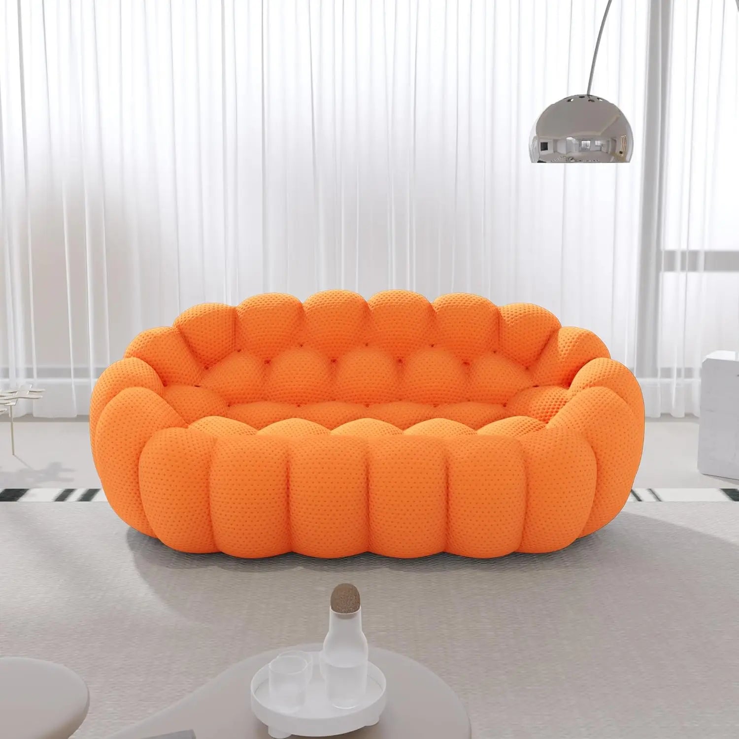 Bubble Couch, 78.74'' Curved Loveseat Couch, Memory Foam Bubble Sofa Round Lazy Floor Sofa, 3D Honeycomb Shape Curved, Custom