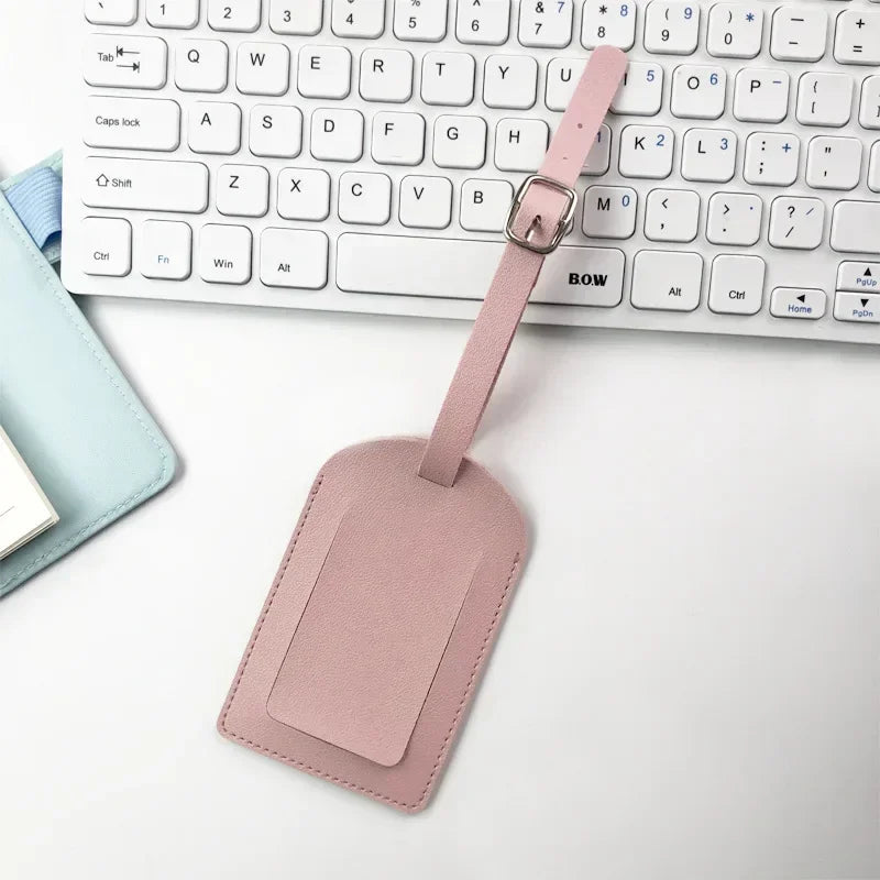 Women Men Luggage Tags PU Leather Travel Accessories Suitcase ID Address Name Holder Baggage Boarding Tags Portable Label