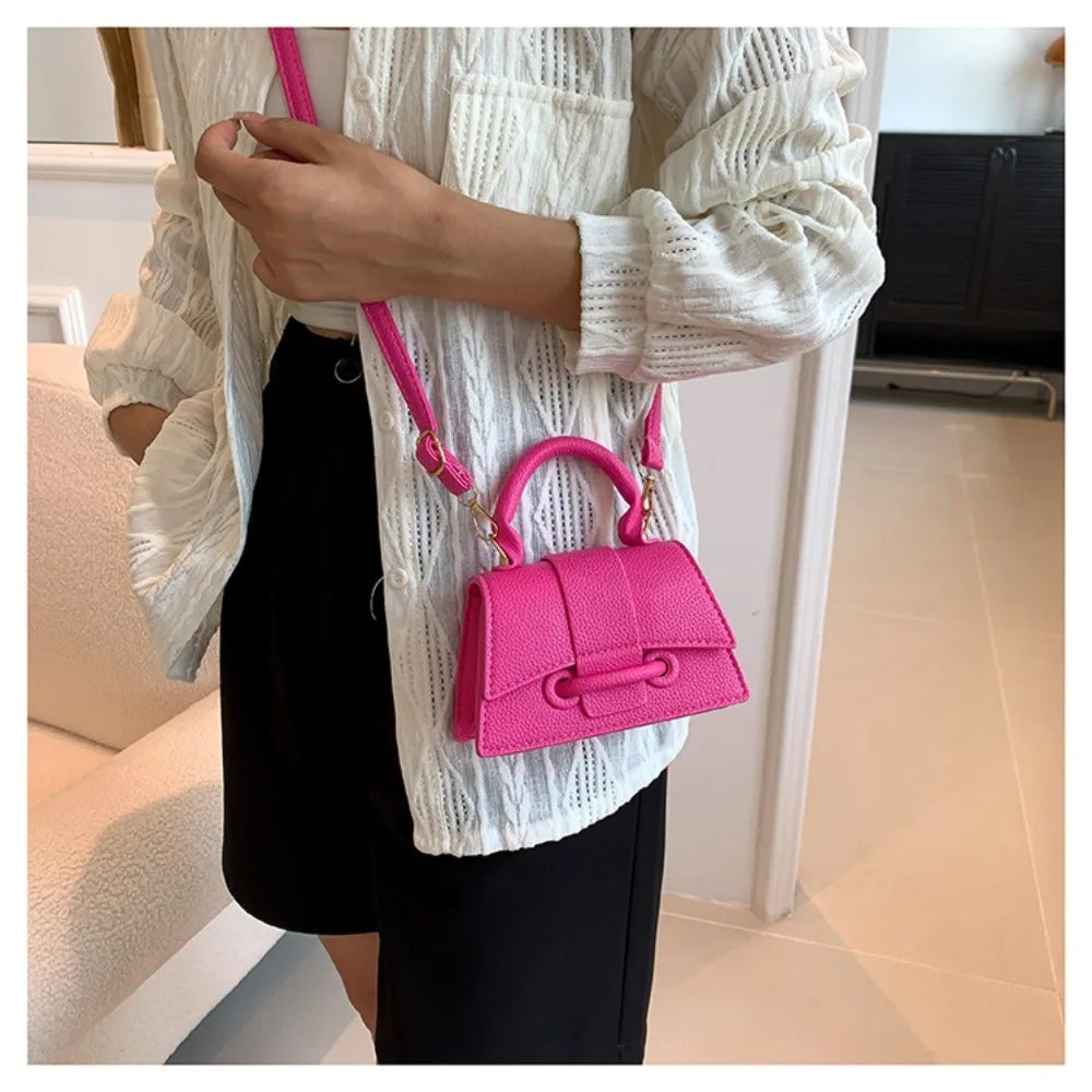 High Quality PU PU Leather Bag Solid Color Shoulder Crossbody Bag Buckle Square Bag