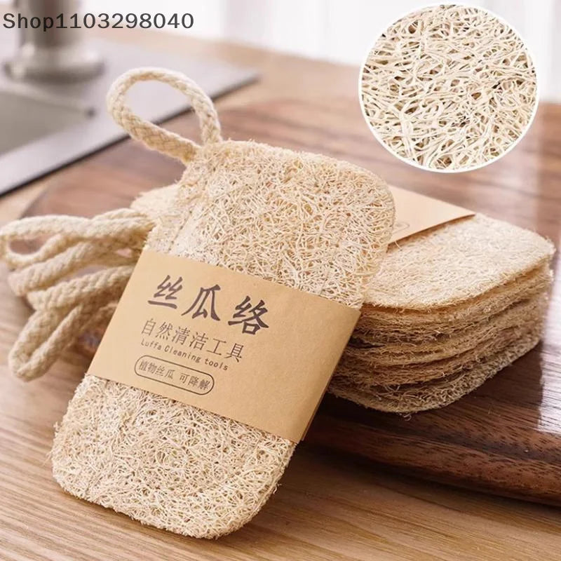 6-Pack Natural Loofah Sponge For Dishes, Pots, And Oil Stain Cleaning – Kitchen Scrub Pad