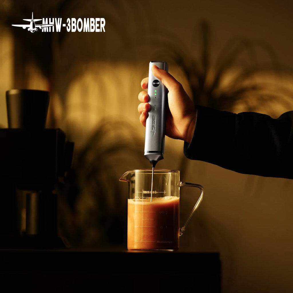 MHW-3BOMBER Electric Milk Frother Dual Whisk Heads Handheld Foam Maker Type-c Rechargeable Coffee Latte Cappuccino Mixer