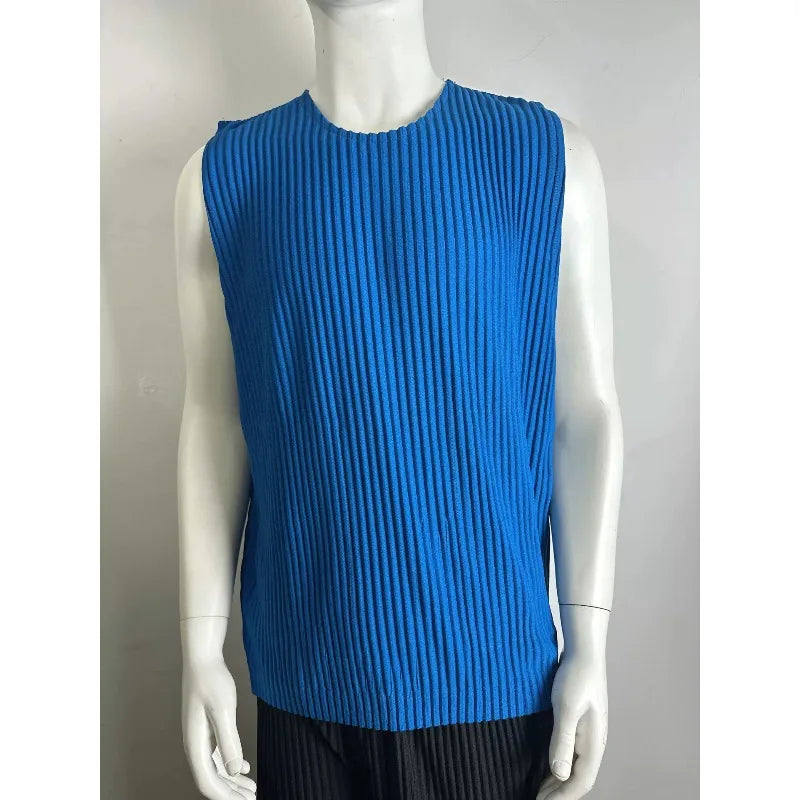 Miyake Pleated Shorts Set 2026 Summer New Sleeveless T-Shirt + Five-Point Pants Loose Versatile Youth Personality Simple Casual