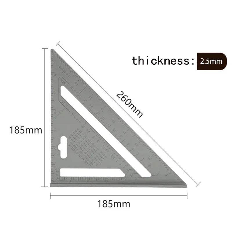 Aluminium Alloy Triangle Ruler Gauge Precision Woodworking Measuring Tools 7 Inch Metric 12 Inch Metric Triangle Ruler