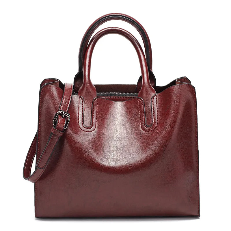 Vintage OIL SKIN pu Leather Casual Crossbody Bag women Big bags High Quality Tote Women's Handbags Shoulder Messenger Bags sac