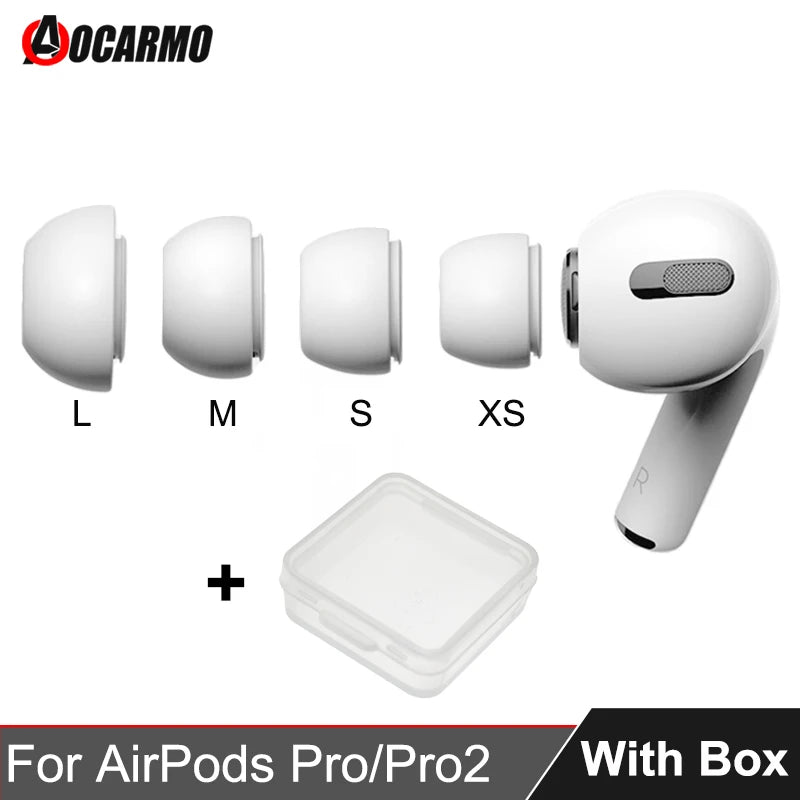 Aocarmo For Apple AirPods Pro 1/2 Pro2 Earphone Silicone Soft Plug Dust Prevention Pressure Reduction Rubber Sleeve A2083 A2084