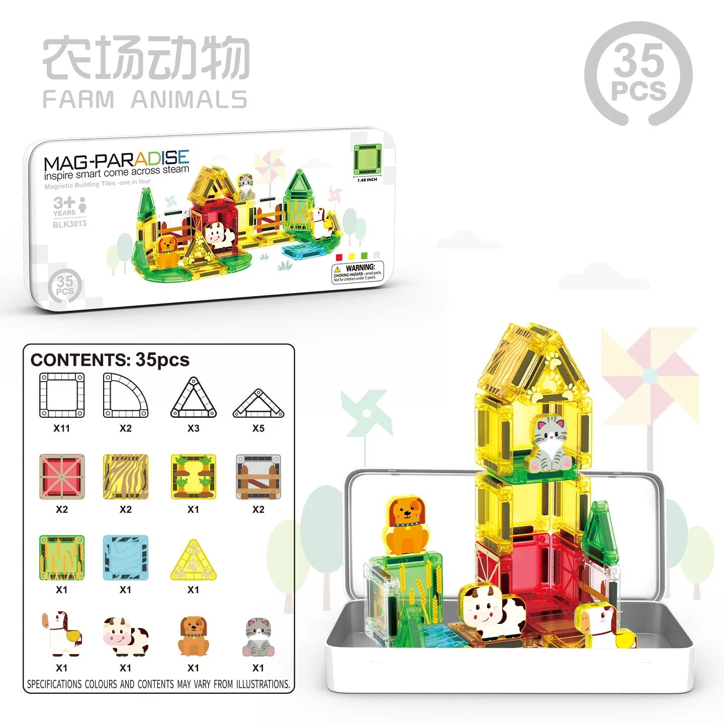 Mini Magnetic Building Blocks for Children, Portable Magnetic Toys with Bright Colors and Fun Designs, Birthday and Holiday Gift