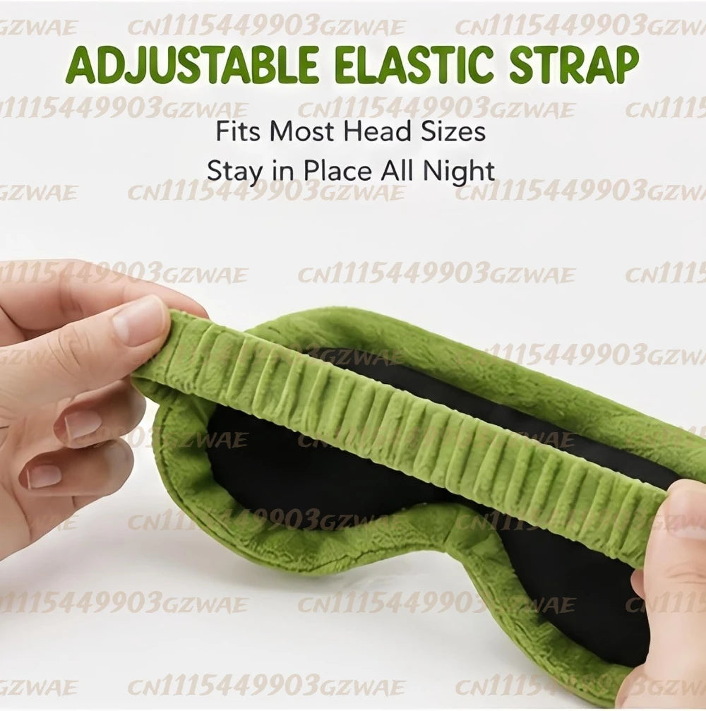 Frog Eye Mask for Sleeping, 3D Frog Sleep Mask with Adjustable Eyelids, Funny Plush Blackout Eye Mask, Soft Contoured Sleep Mask