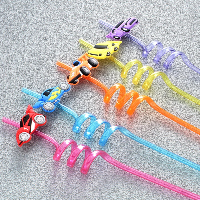 8pcs car shaped straws, reusable drinking milk, birthday theme party straws wedding cocktail bar party straws