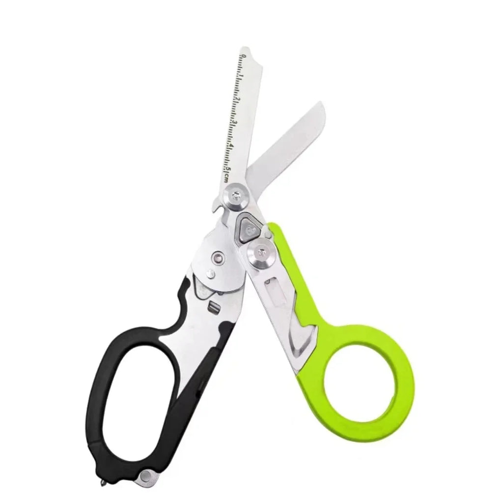 6 In1 Foldable Medical Emergency Response Scissor Shear First Aid Kit Scissors Tactical Plier Outdoor Survival EDC Tool Gear
