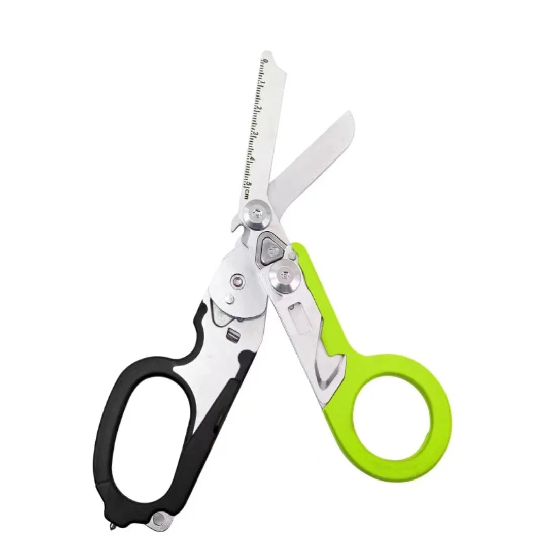 6 In1 Foldable Medical Emergency Response Scissor Shear First Aid Kit Scissors Tactical Plier Outdoor Survival EDC Tool Gear