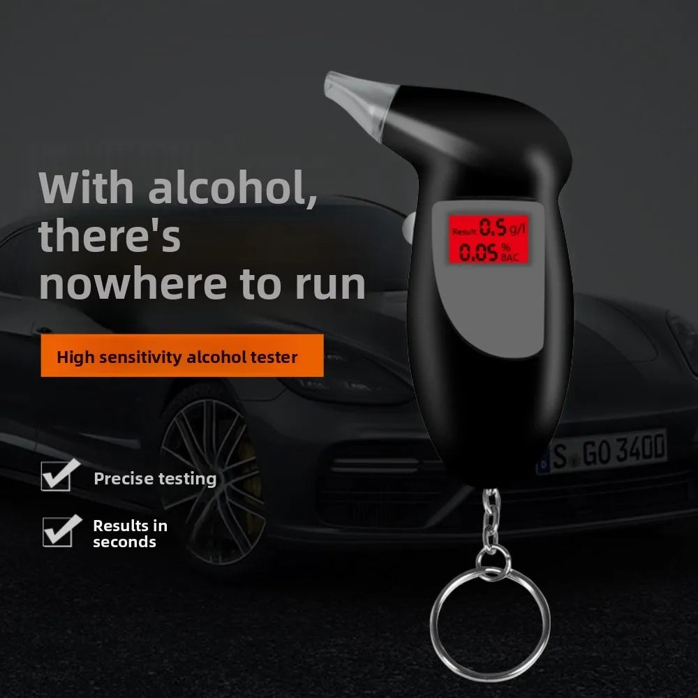 LCD Breath Alcohol Tester with 5 Mouthpieces Professional Digital Breathalyzer Alcohol Detector for Home Display Drunk Driving