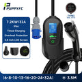 Puppyfc 7.2KW Portable EV Charger 32A Type1/Type 2Fast Home Electric Car Charging Station WiFi Control IP66 Waterproof Overload